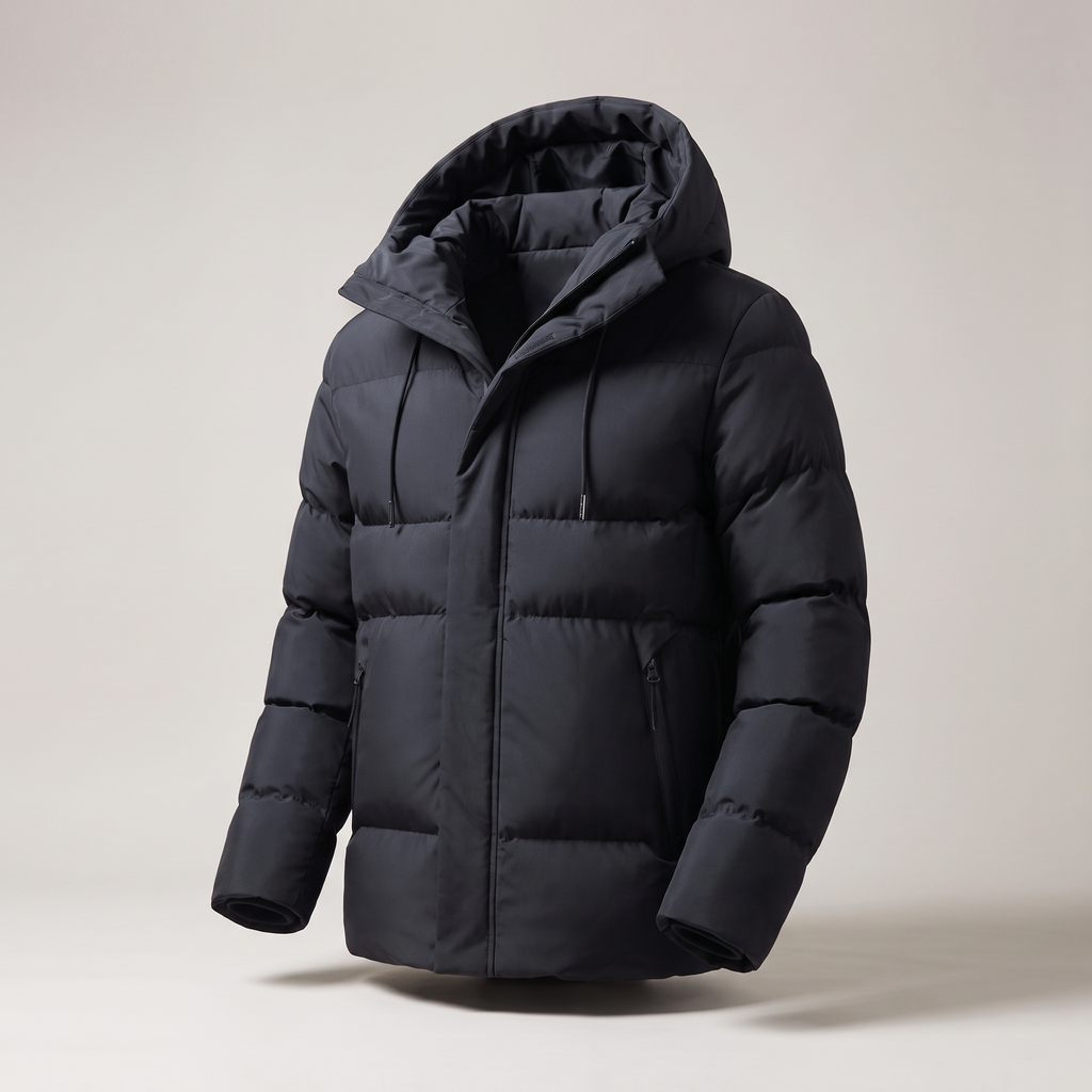 Men's Hooded Channel Quilted Puffer Jacket