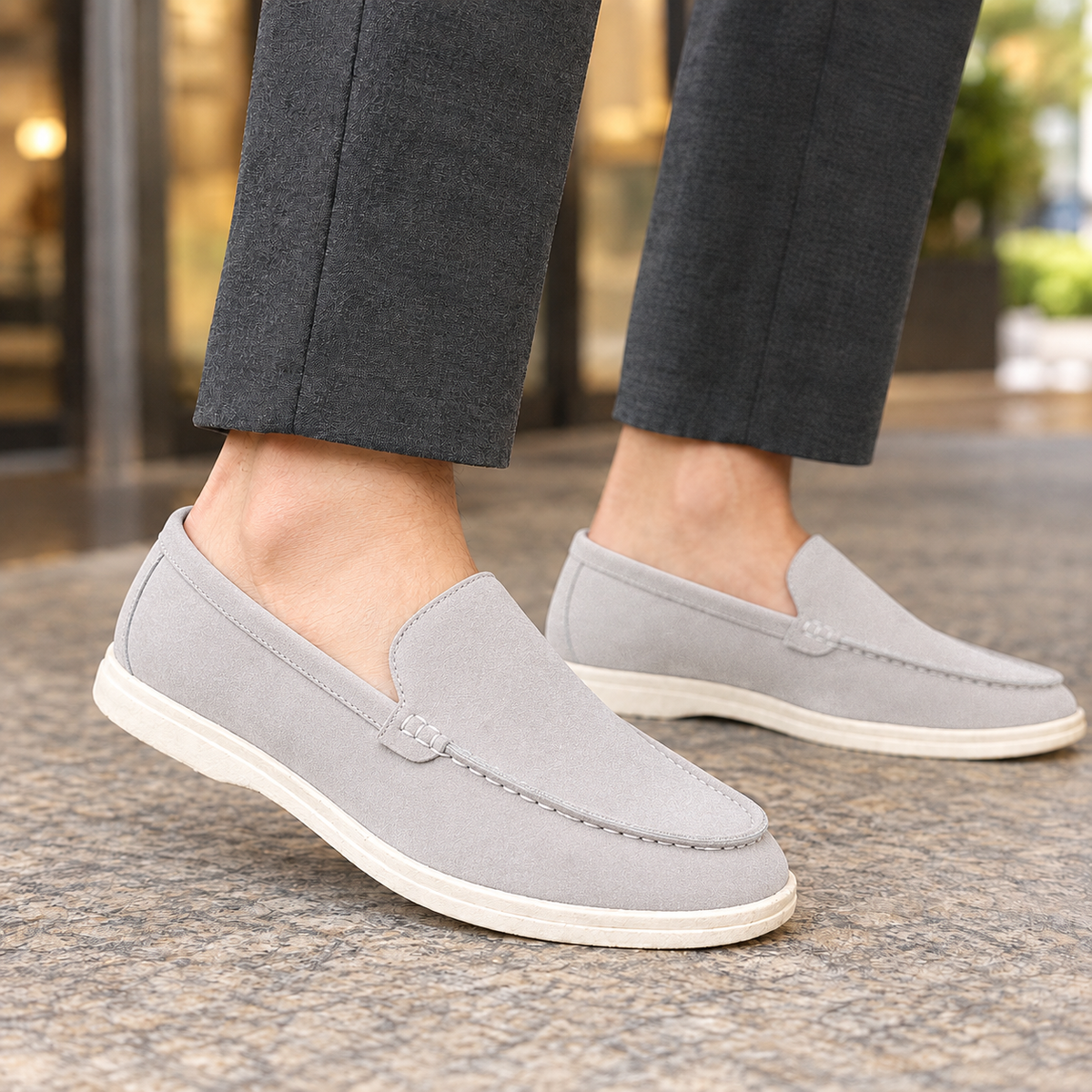 Men's Suede-Effect Slip-On Loafers