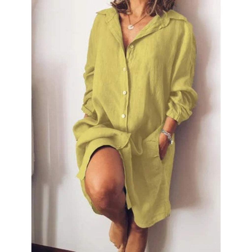 Oversized Button-Up Shirt Dress