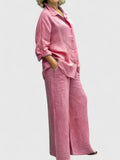 Relaxed Button-Front Shirt & Wide-Leg Trouser Set