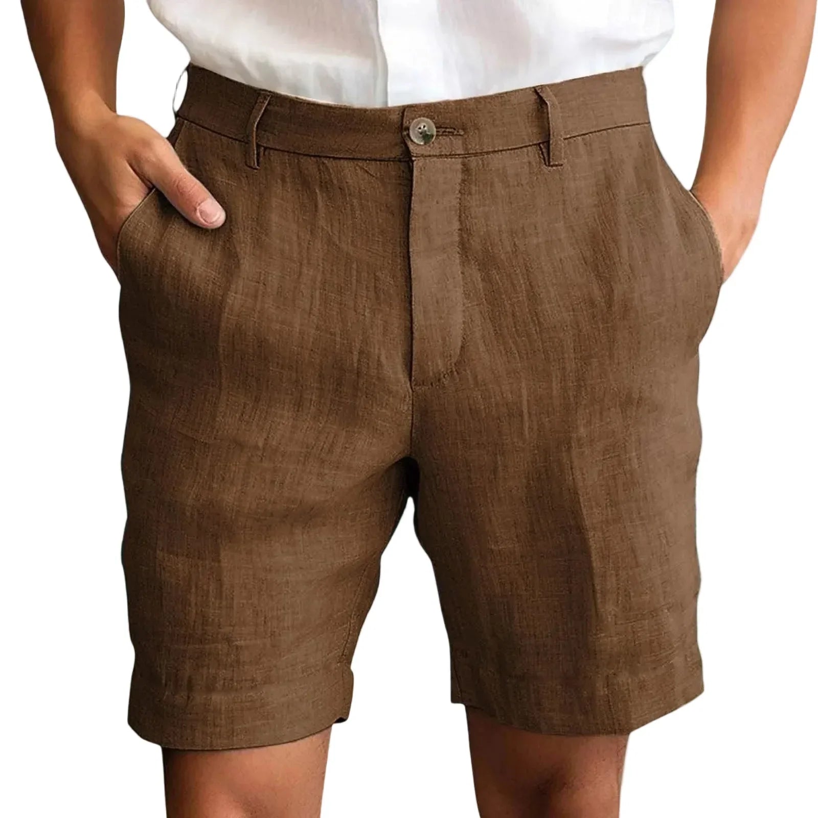 Tailored Fit Textured Shorts with Button Fly Closure