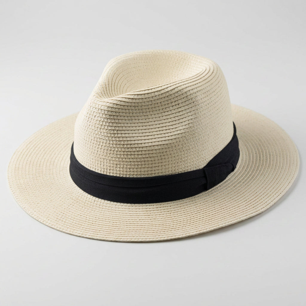 Handwoven Straw Panama Hat with Contrast Band