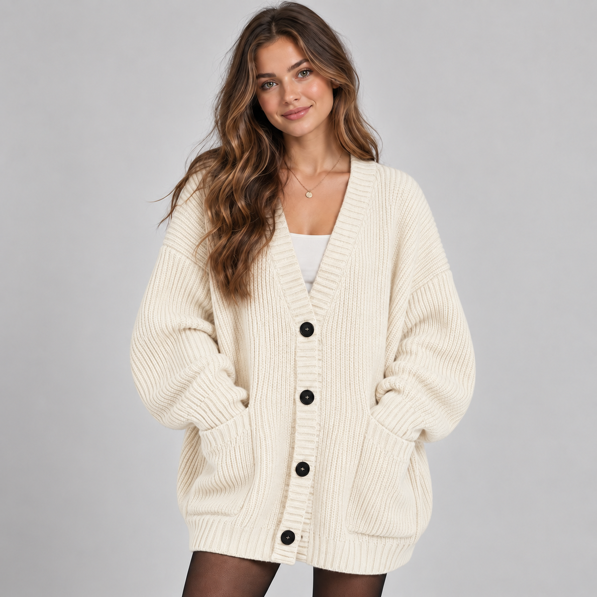 Women's Oversized Ribbed Knit Cardigan