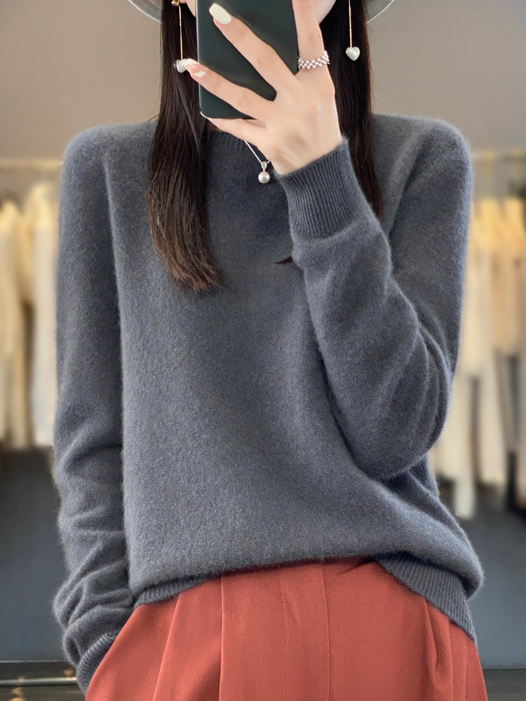 Women's Relaxed Crew Neck Soft Knit Pullover Sweater
