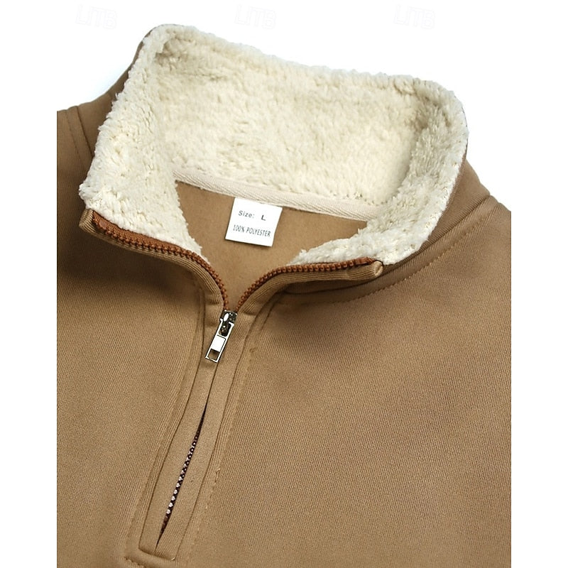 Men's Sherpa Collar Quarter-Zip Colourblock Sweatshirt