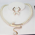 Pearl Beaded Sculptural Pendant Necklace &amp; Earring Set
