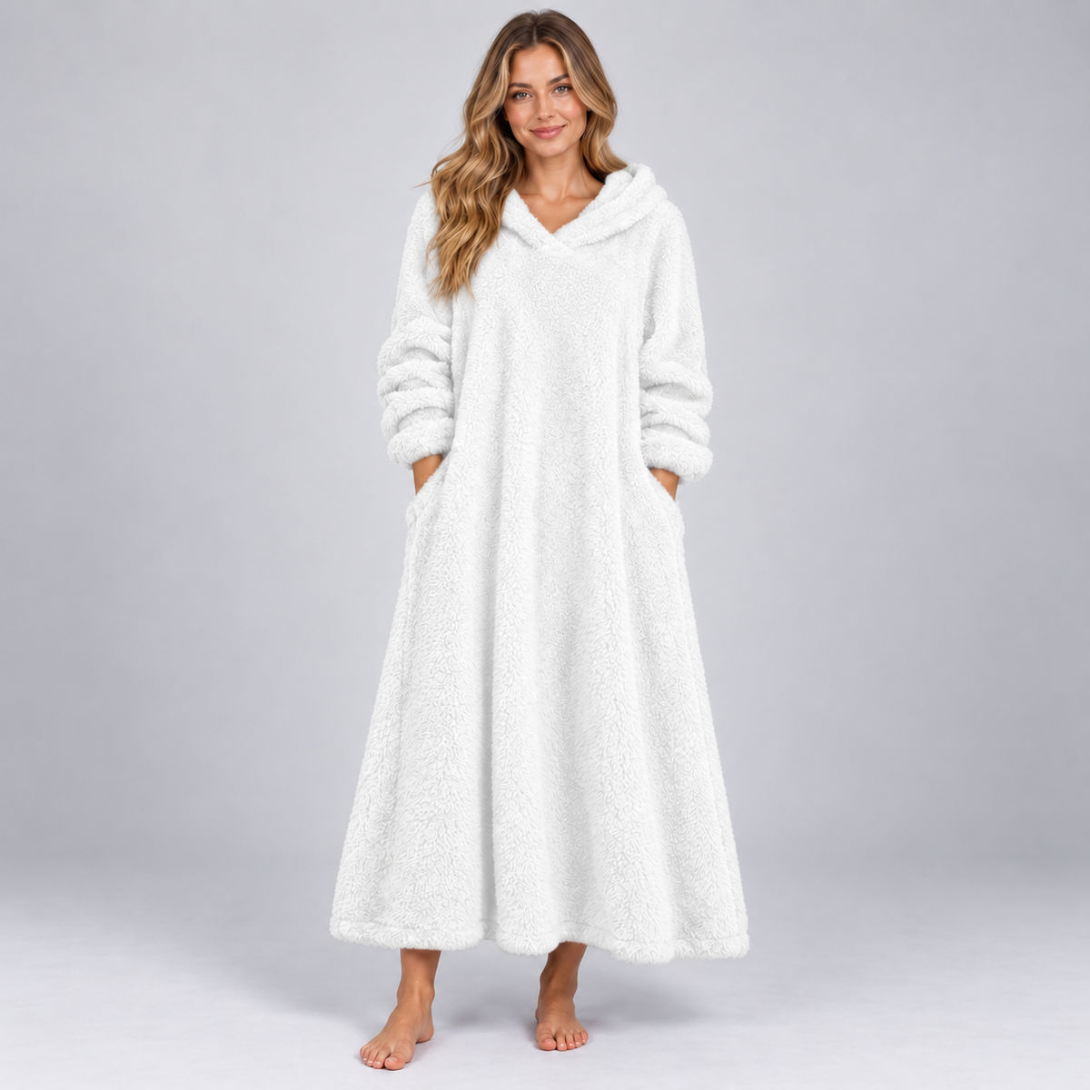 Women's Hooded Fleece Maxi Lounge Dress