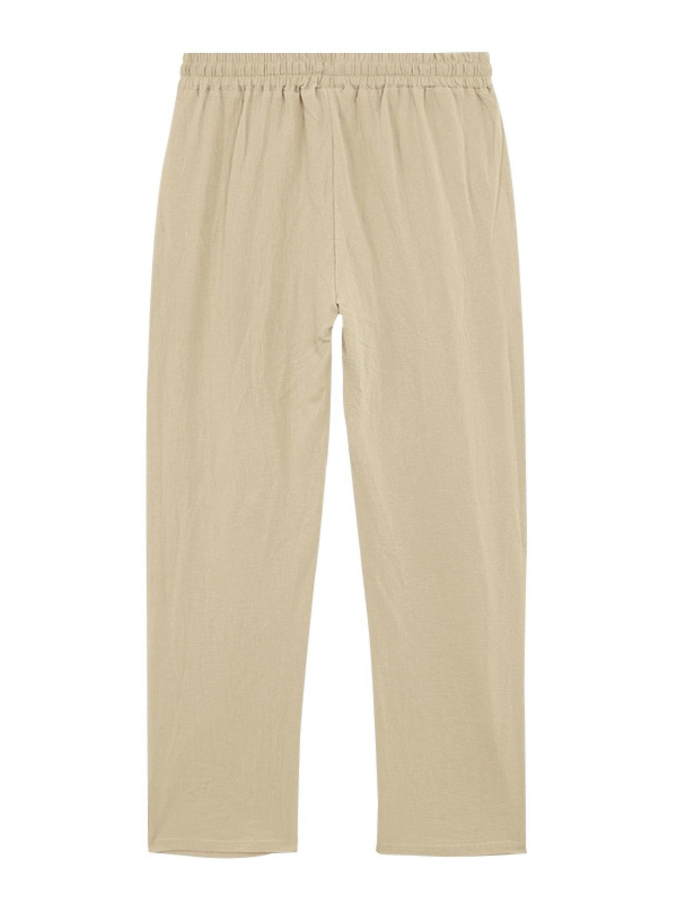 Relaxed Fit Linen Blend Trousers with Pintuck Detailing