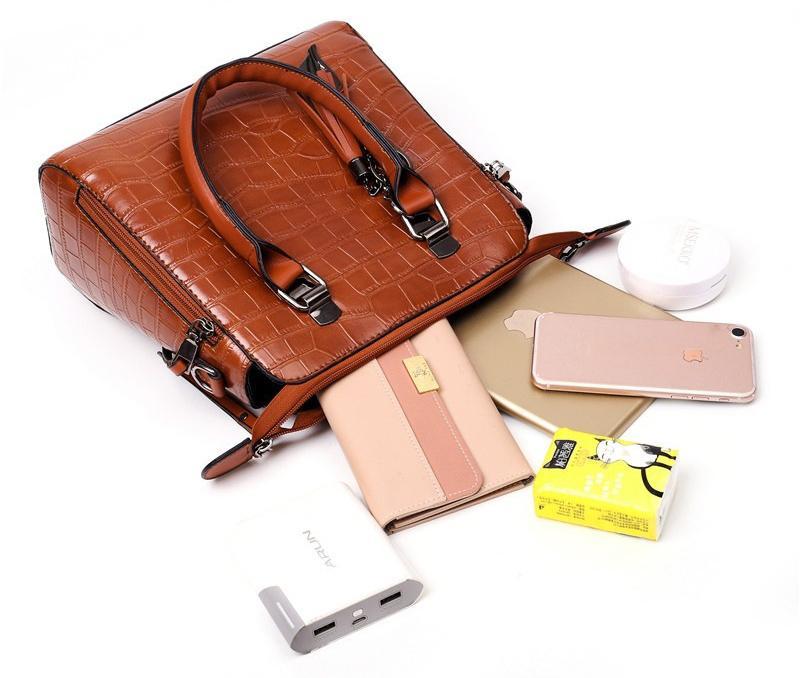 Croc Embossed 4-Piece Handbag Set with Crossbody Bags