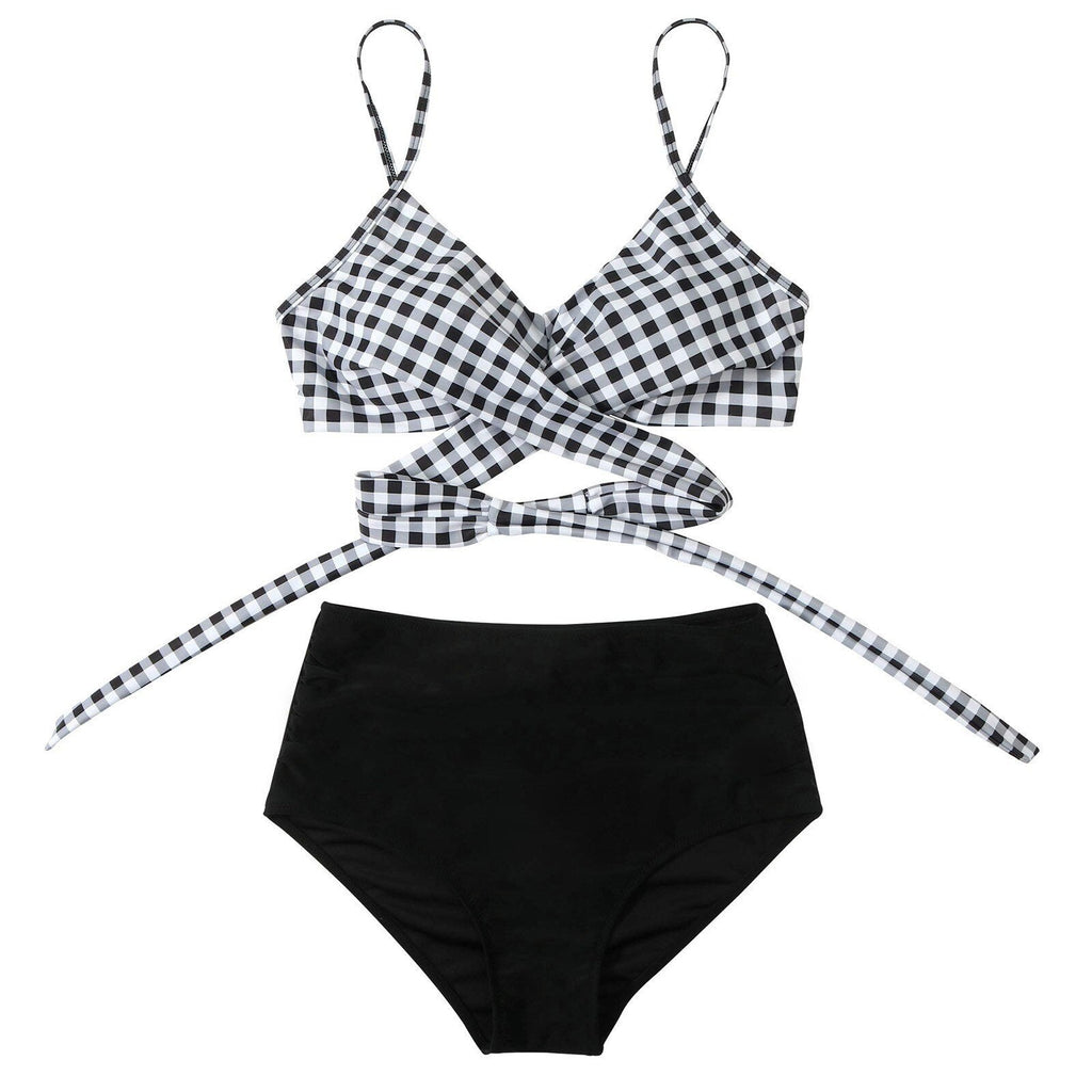 Floral Print Twist Front High-Waisted Bikini Set
