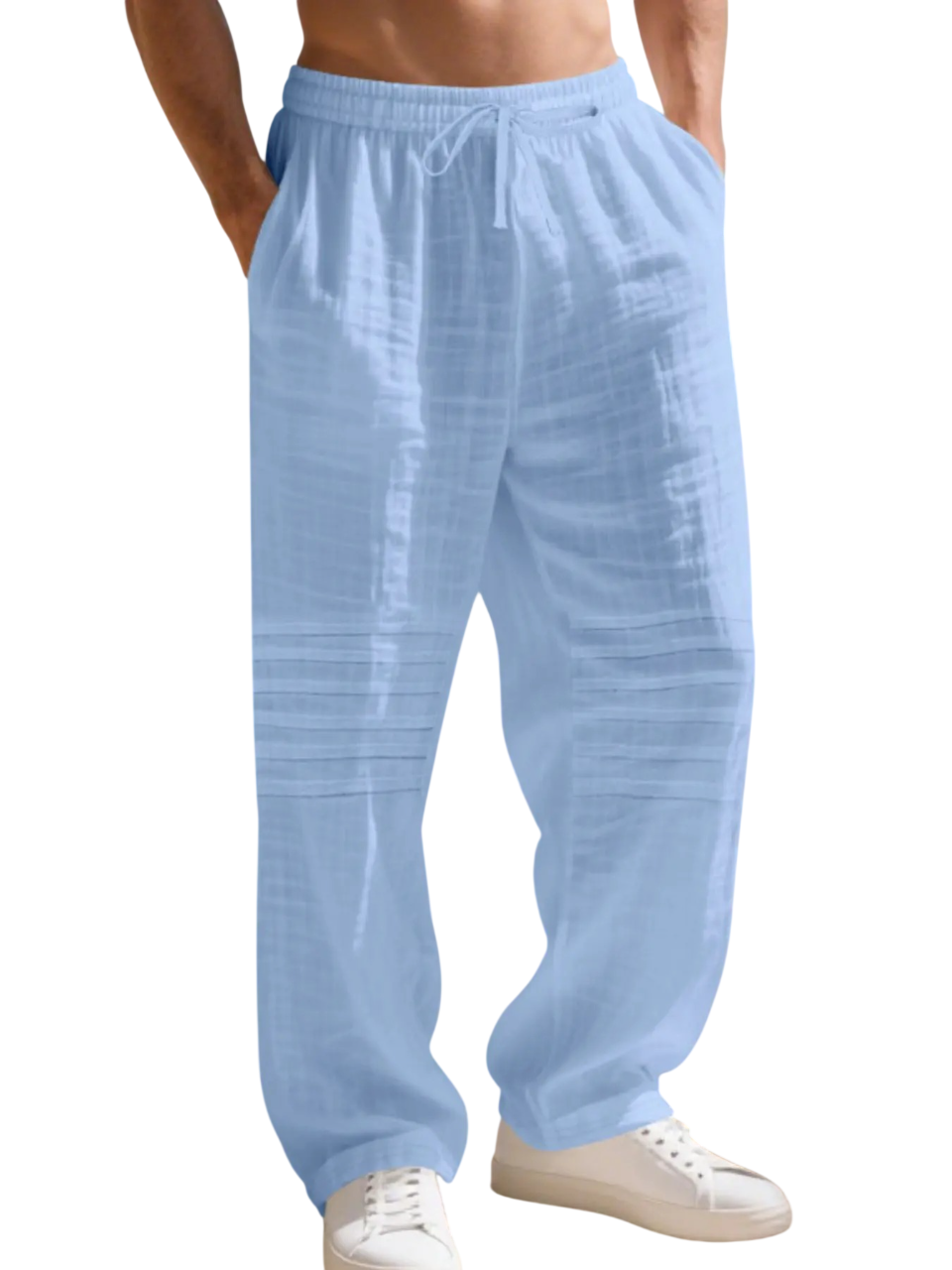 Relaxed Fit Linen Blend Trousers with Pintuck Detailing