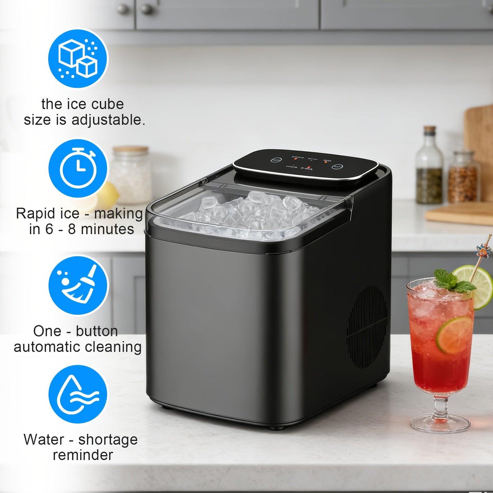 Countertop Ice Maker Machine with Touch Panel