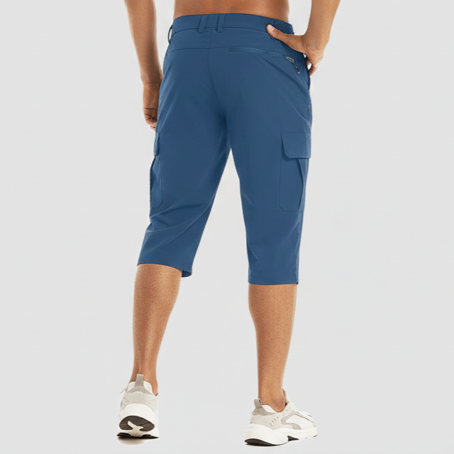 Quick-Dry Below-Knee Cargo Shorts with Zip Pocket