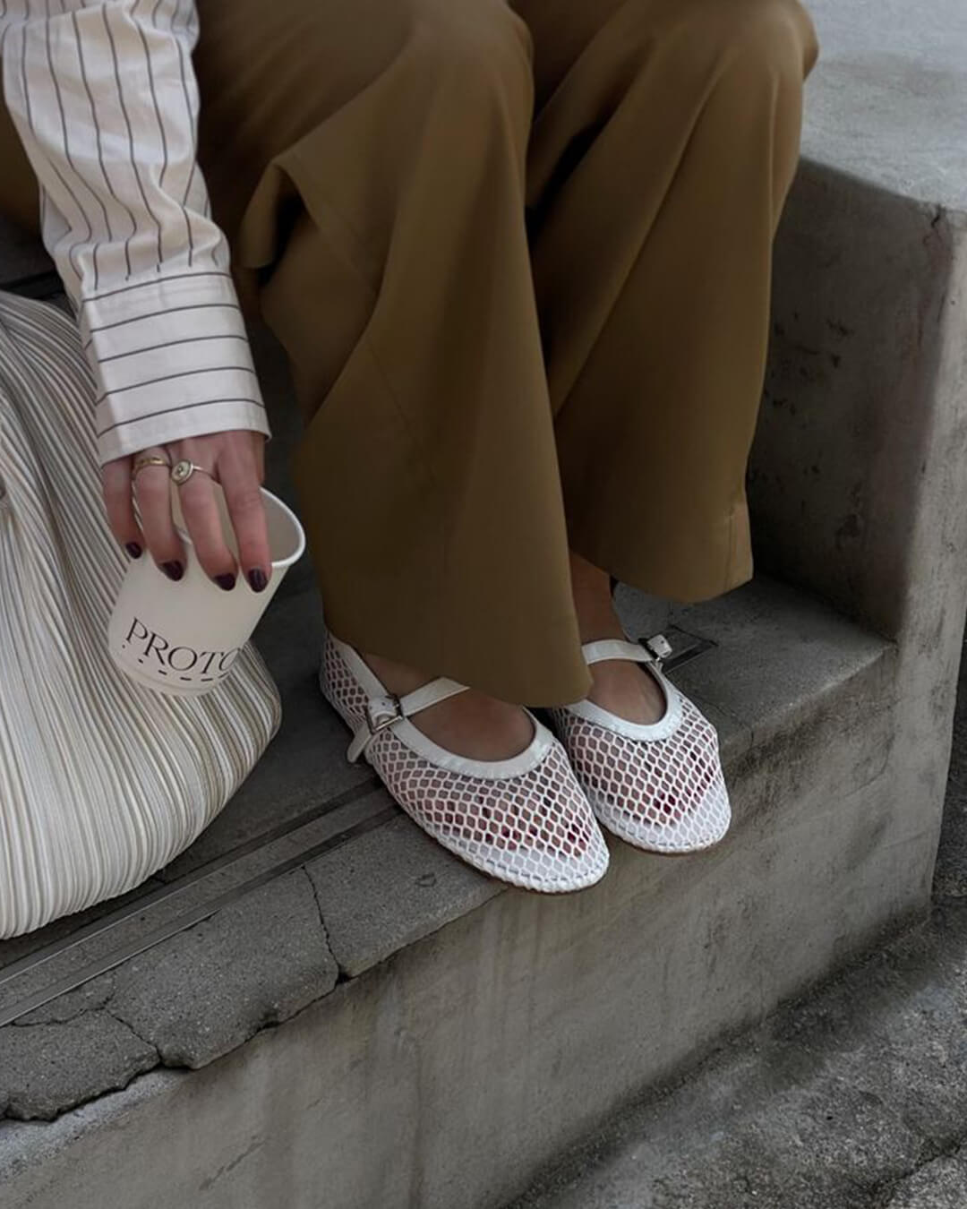 Mesh Mary Jane Flats with Buckle Strap Detail