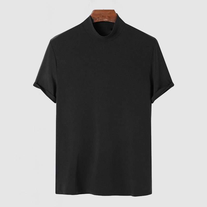 Slim Fit Short Sleeve Mock Neck T-Shirt for Men