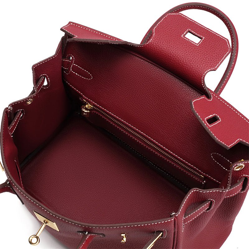 Structured Turn-Lock Tote Bag with Padlock Detail