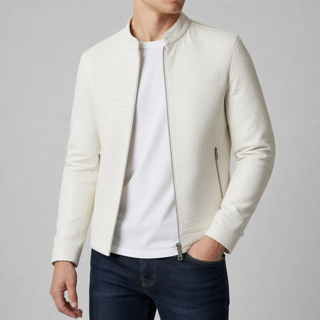 Men's Faux Leather Racer Jacket