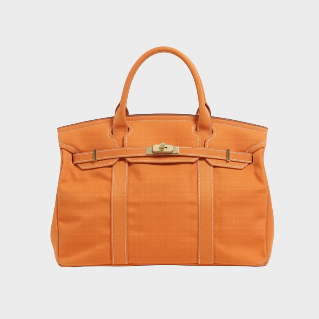 Women's Canvas Turn-Lock Top Handle Tote Bag