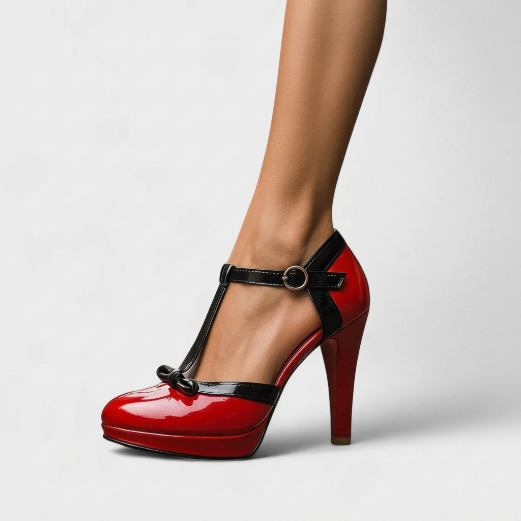 Platform Heels Women’s Ankle Strap Bow Court Shoes