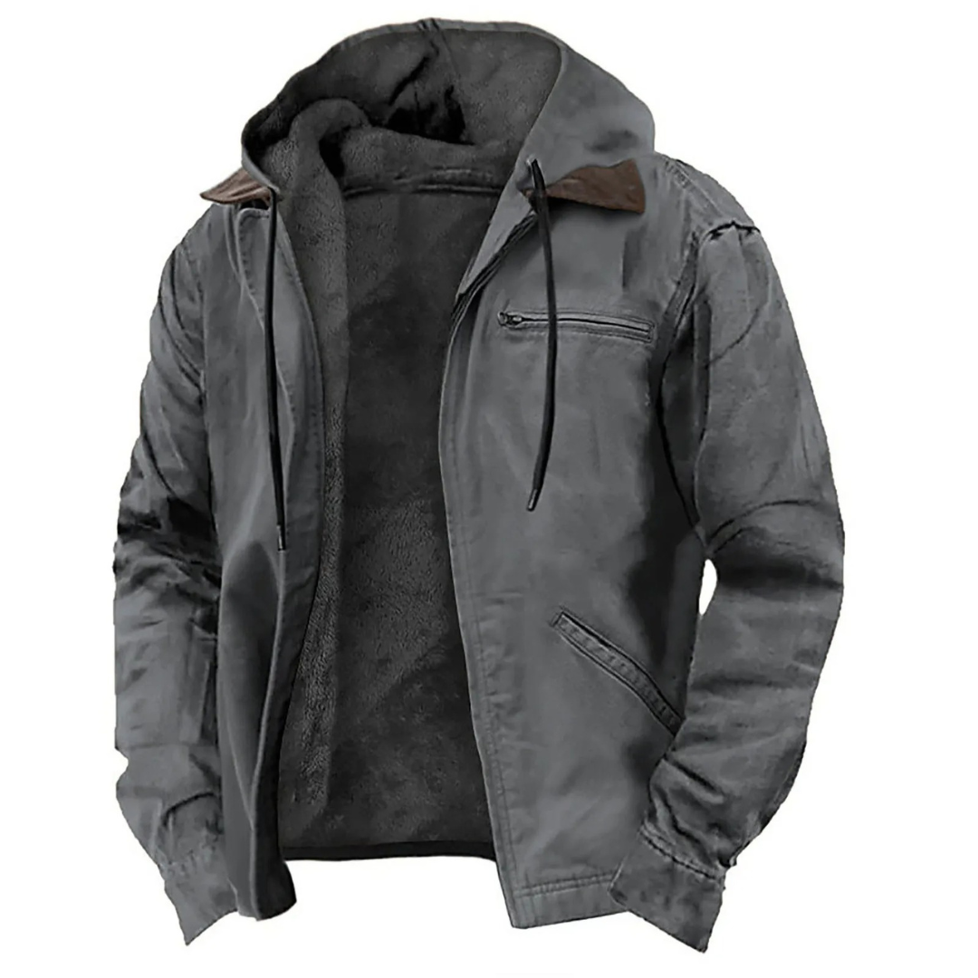 Men's Fleece-Lined Hooded Winter Jacket