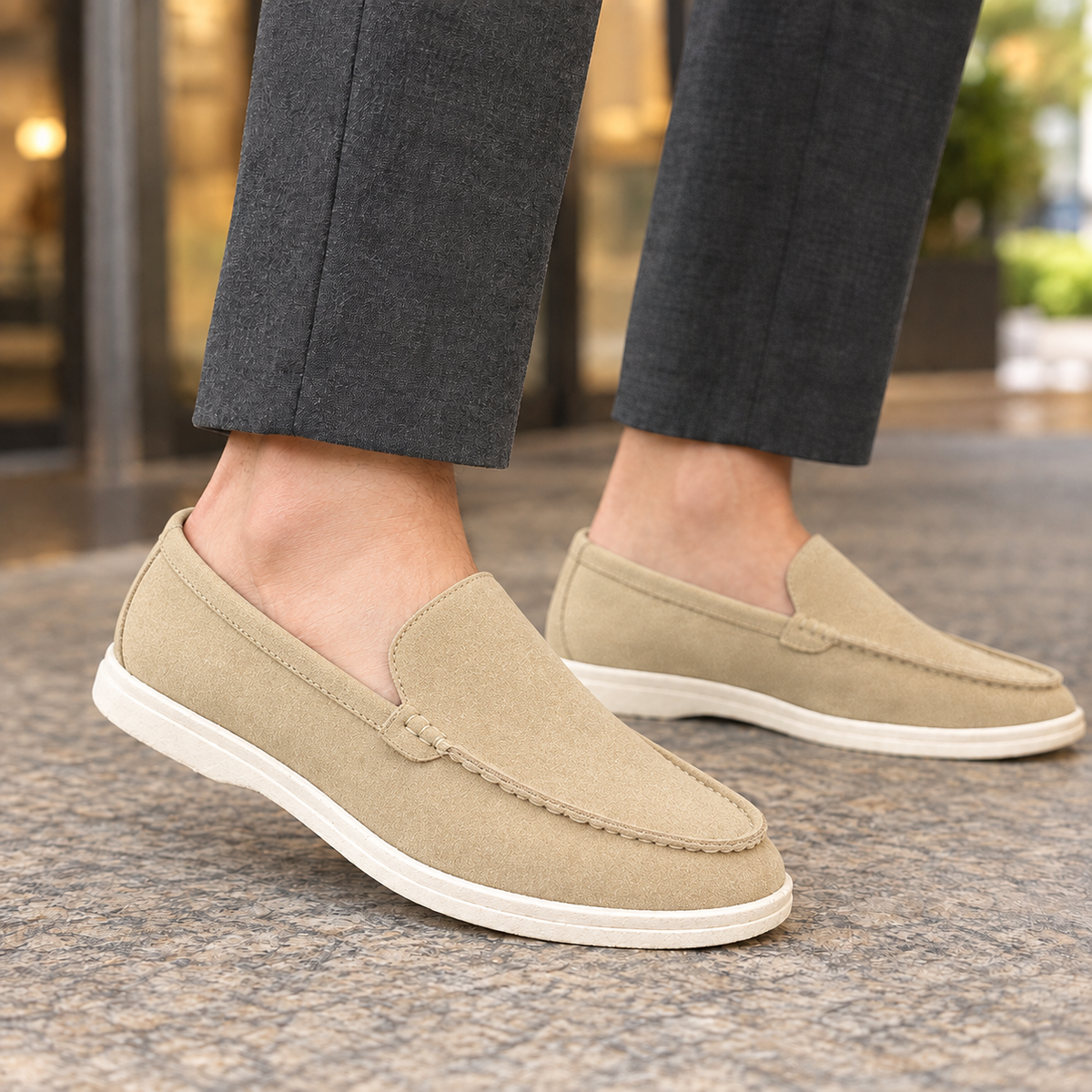 Men's Suede-Effect Slip-On Loafers