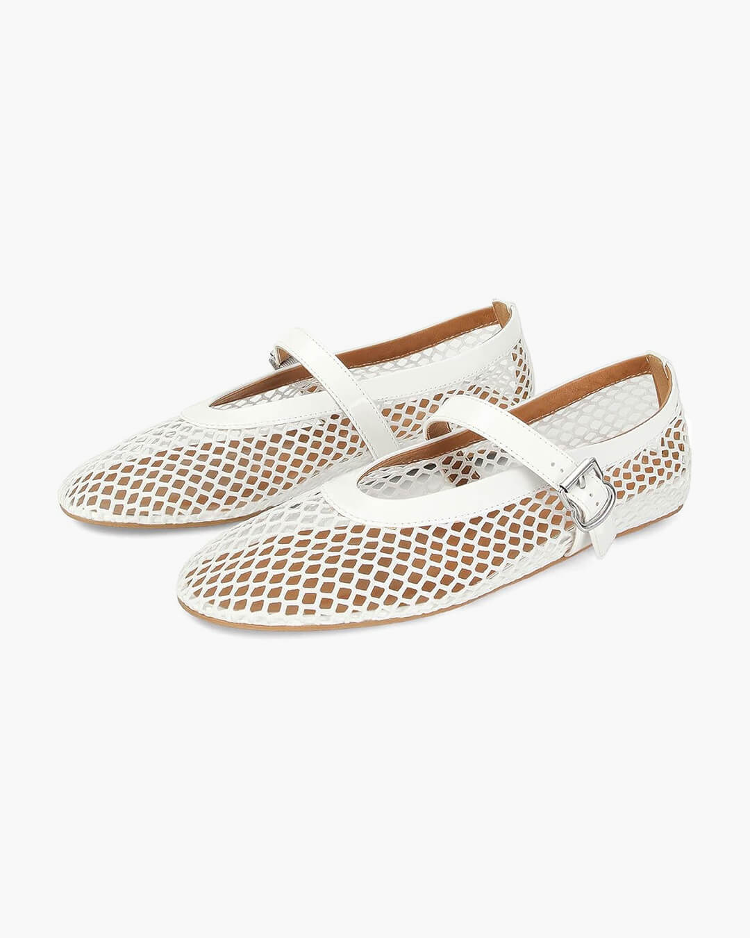 Mesh Mary Jane Flats with Buckle Strap Detail