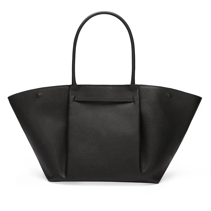 Structured Winged Tote Bag with Gold Clasp
