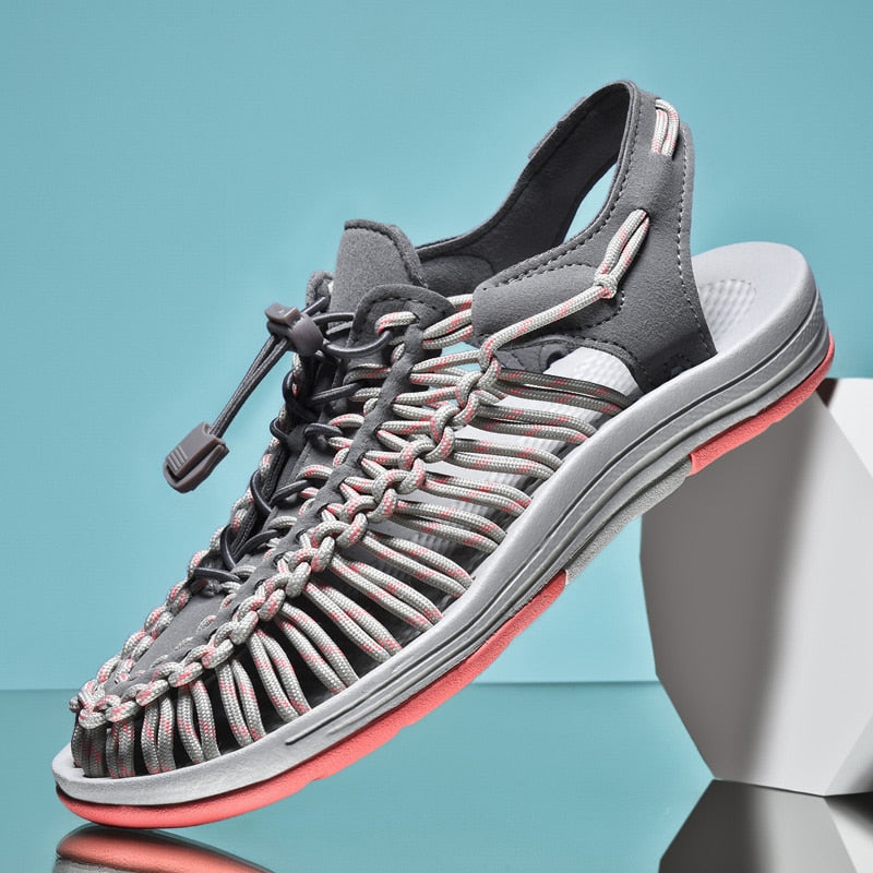 Woven Cord Closed-Toe Sport Sandals with Grip Sole