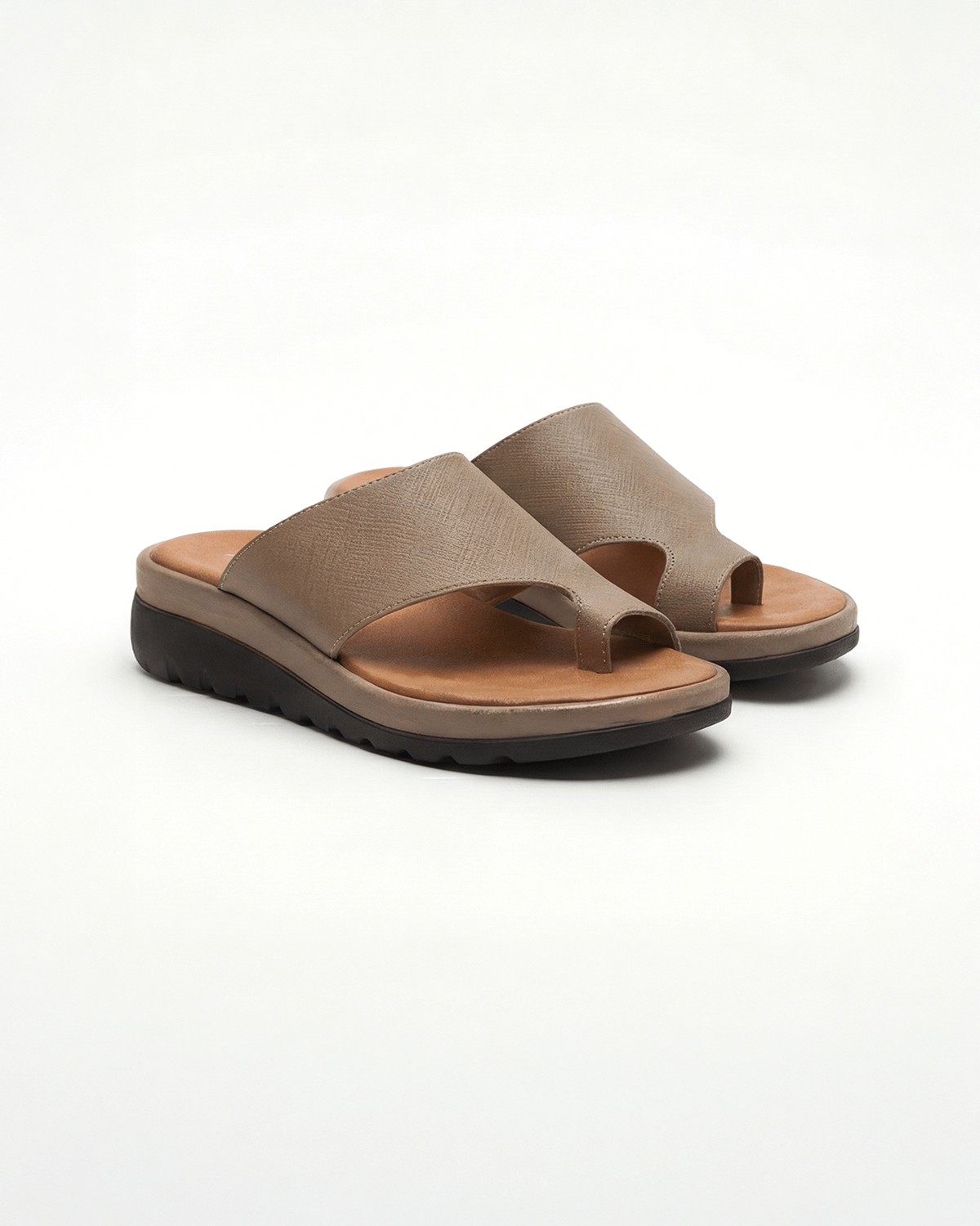 Metallic Toe Loop Platform Slide Sandals