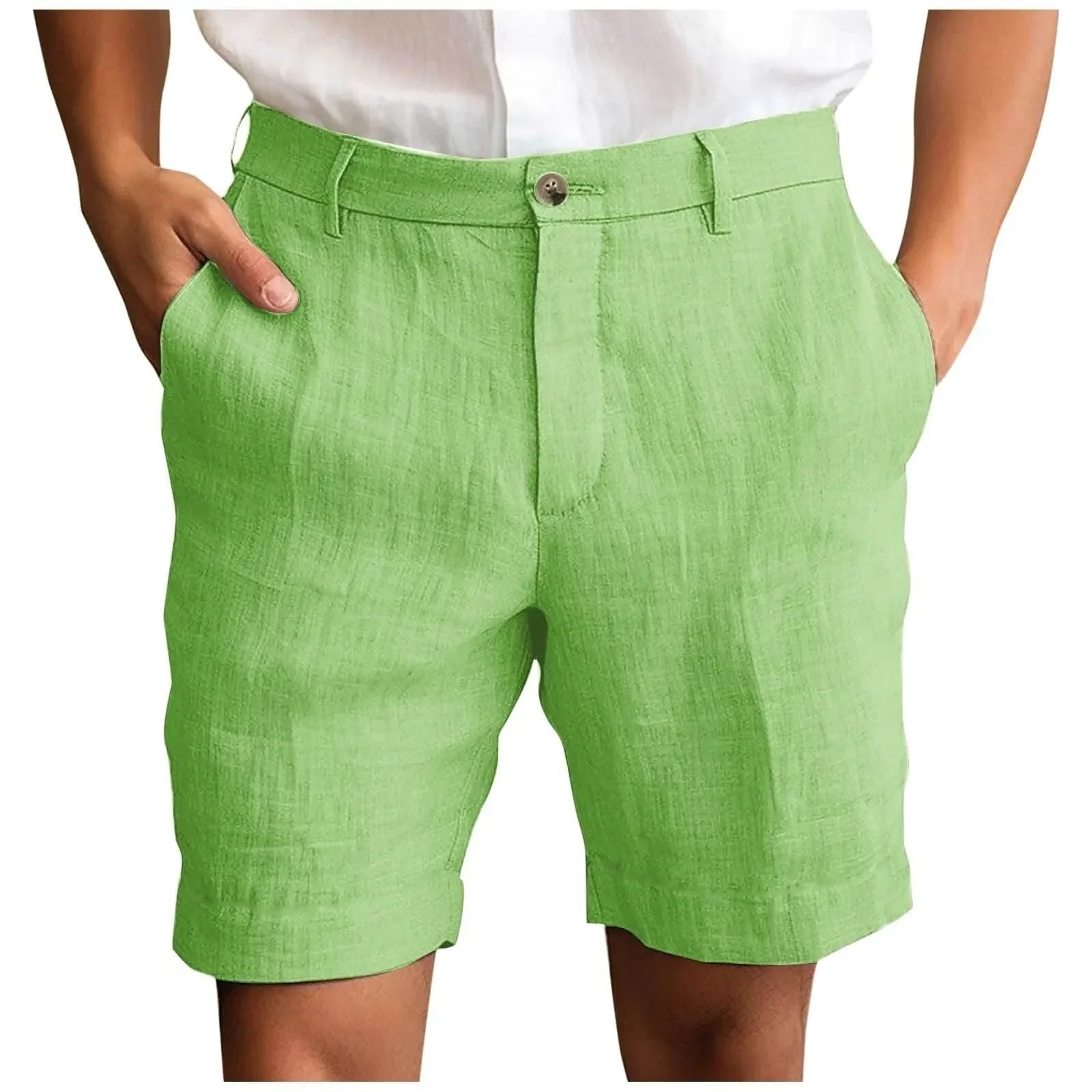 Tailored Fit Textured Shorts with Button Fly Closure