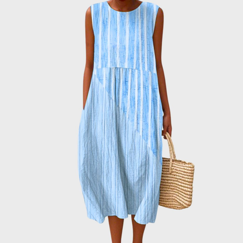 Colour Block Gingham Sleeveless Midi Dress