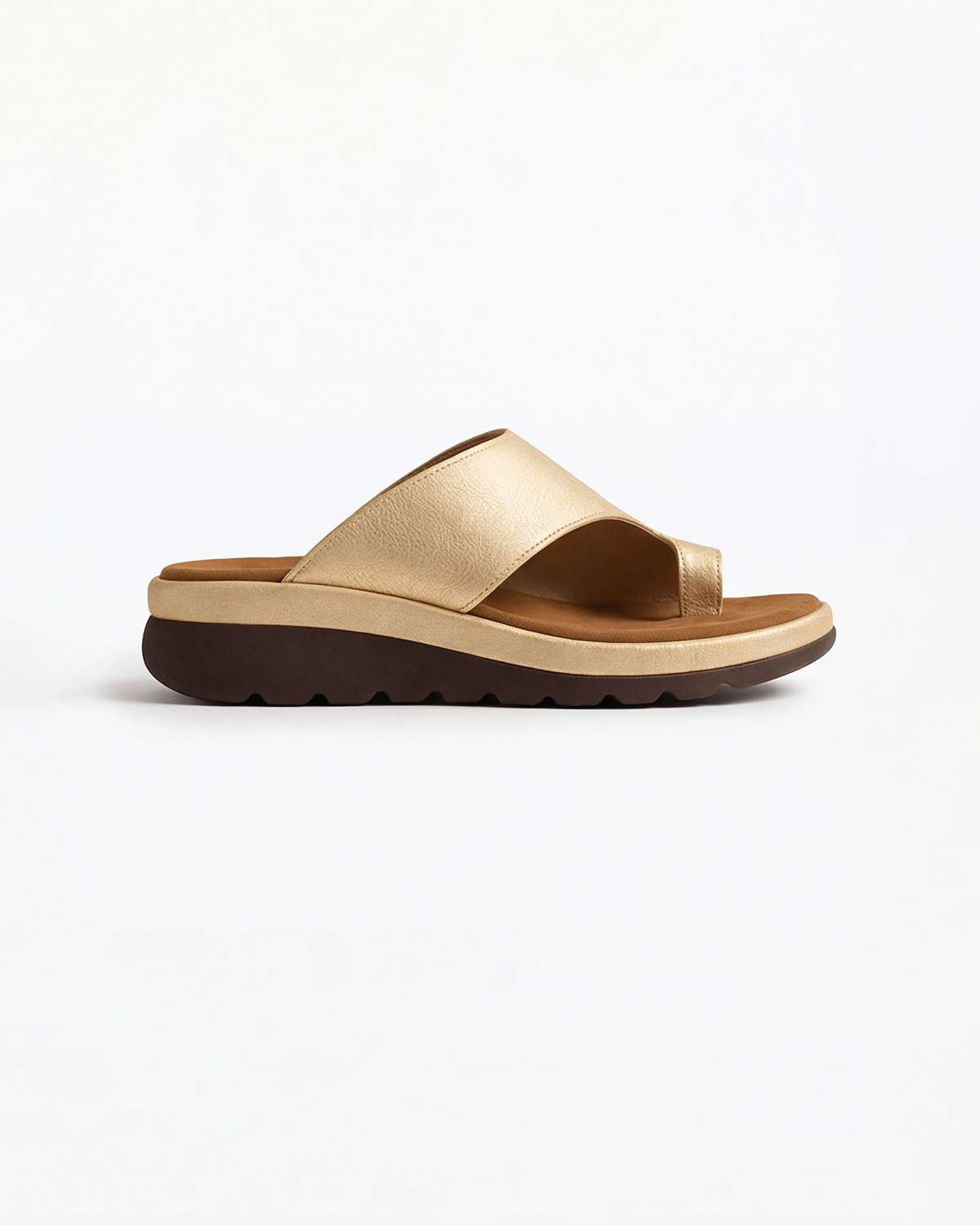 Metallic Toe Loop Platform Slide Sandals