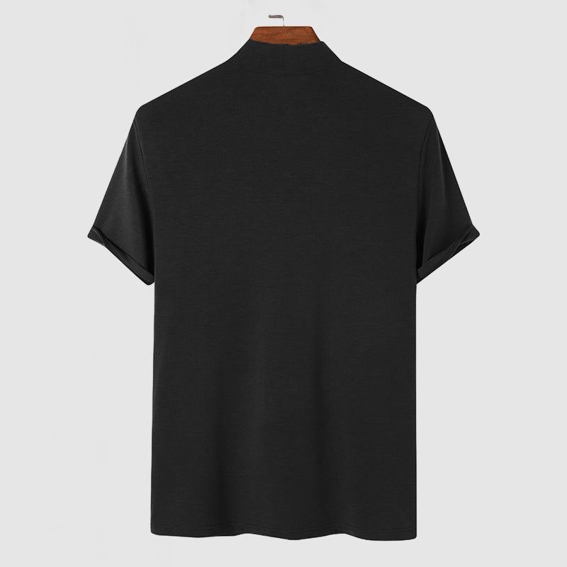 Slim Fit Short Sleeve Mock Neck T-Shirt for Men
