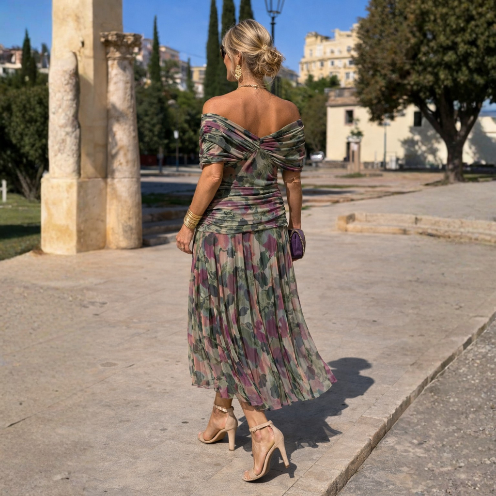 Flowy Wrap Maxi Dress with Draped V-Neckline