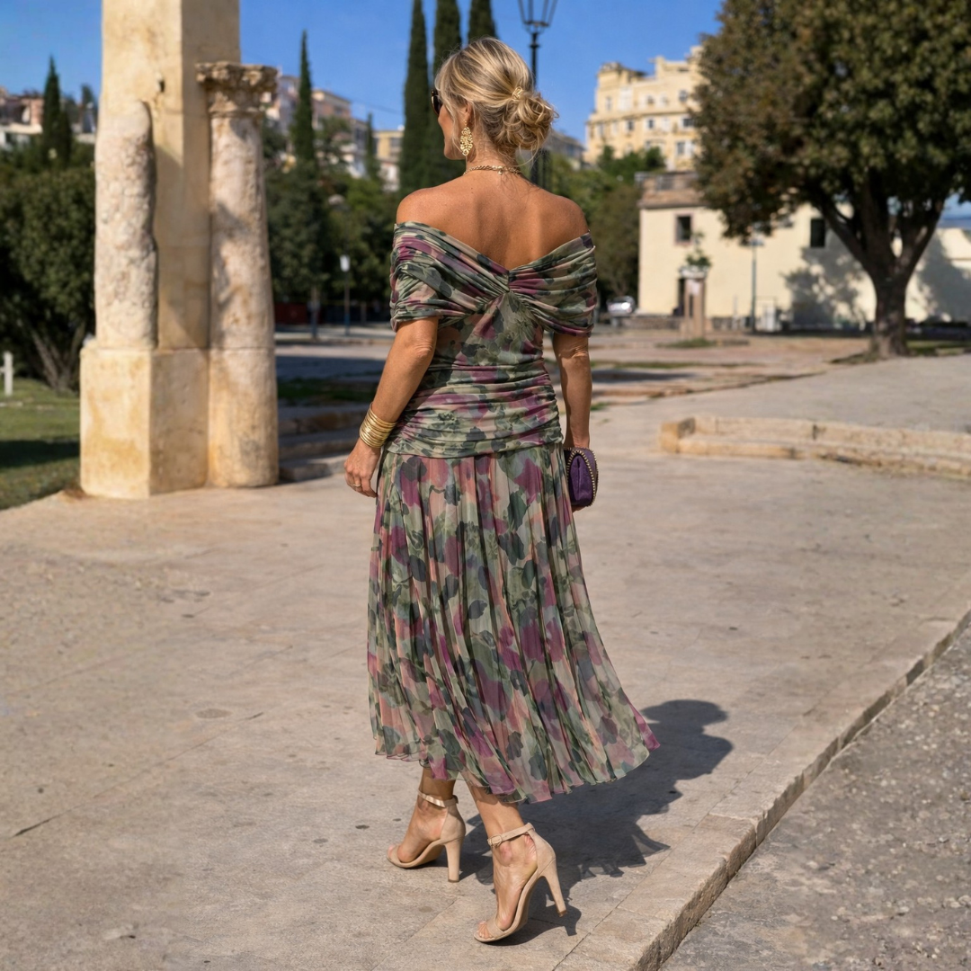 Flowy Wrap Maxi Dress with Draped V-Neckline
