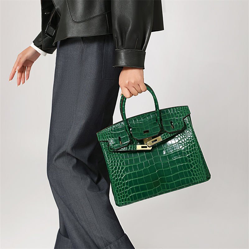 Structured Turn-Lock Tote Bag with Padlock Detail