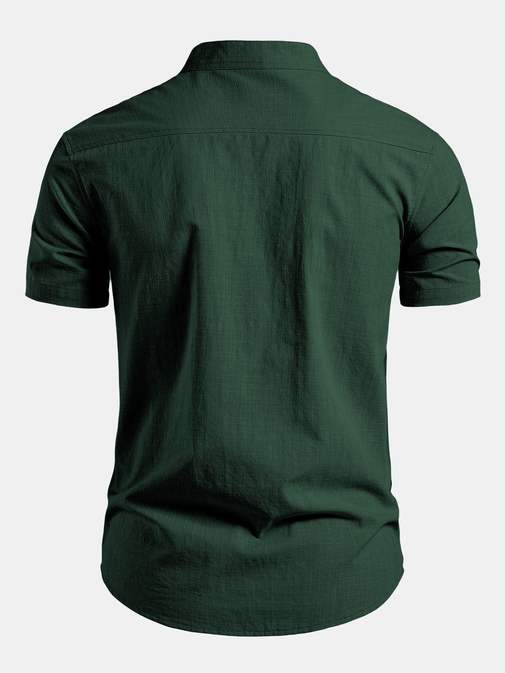 Short Sleeve Linen Shirt with Mandarin Collar