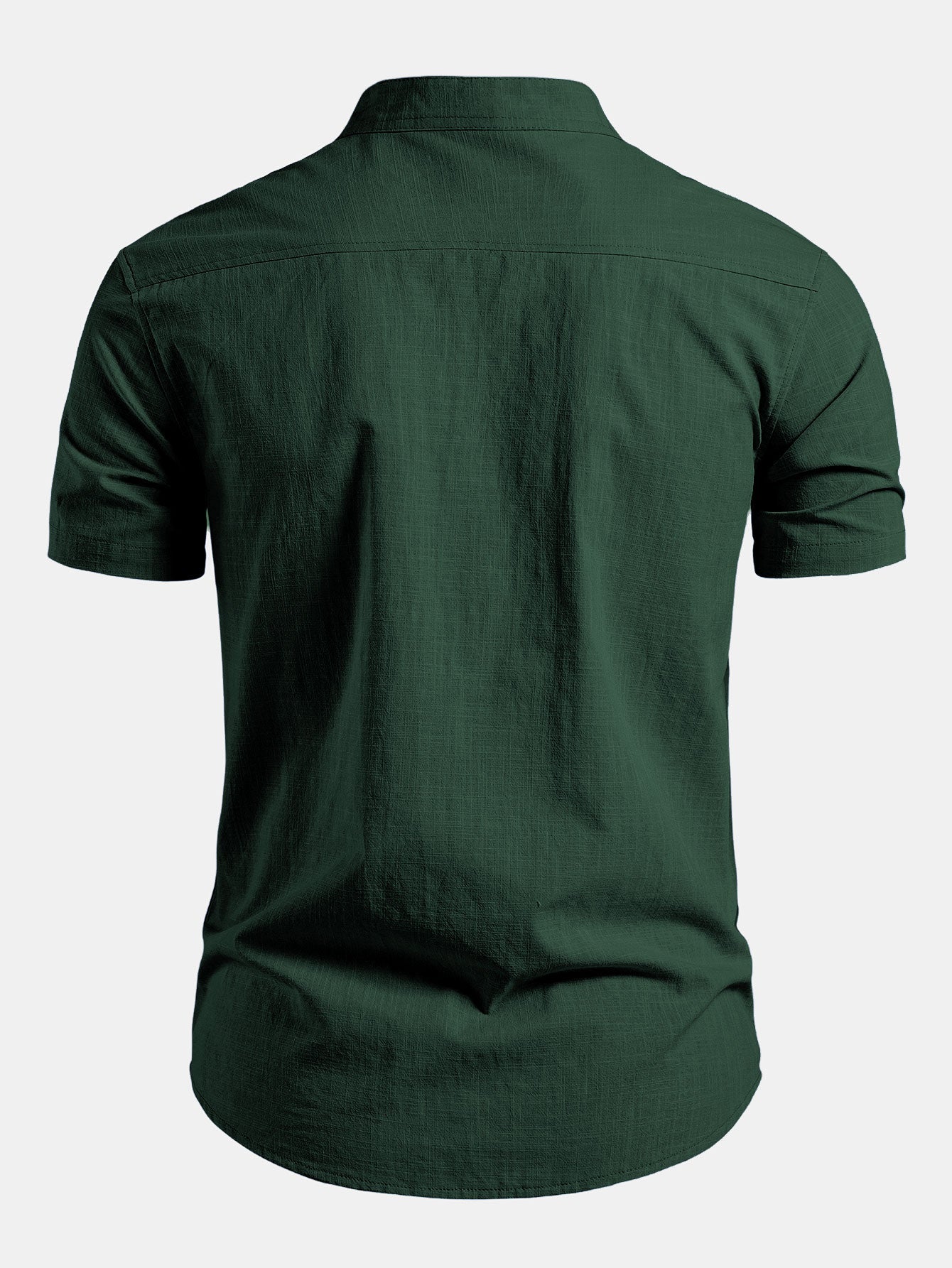 Short Sleeve Linen Shirt with Mandarin Collar