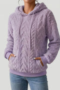 Women's textured hooded hoodie with drawstrings and ribbed cuffs