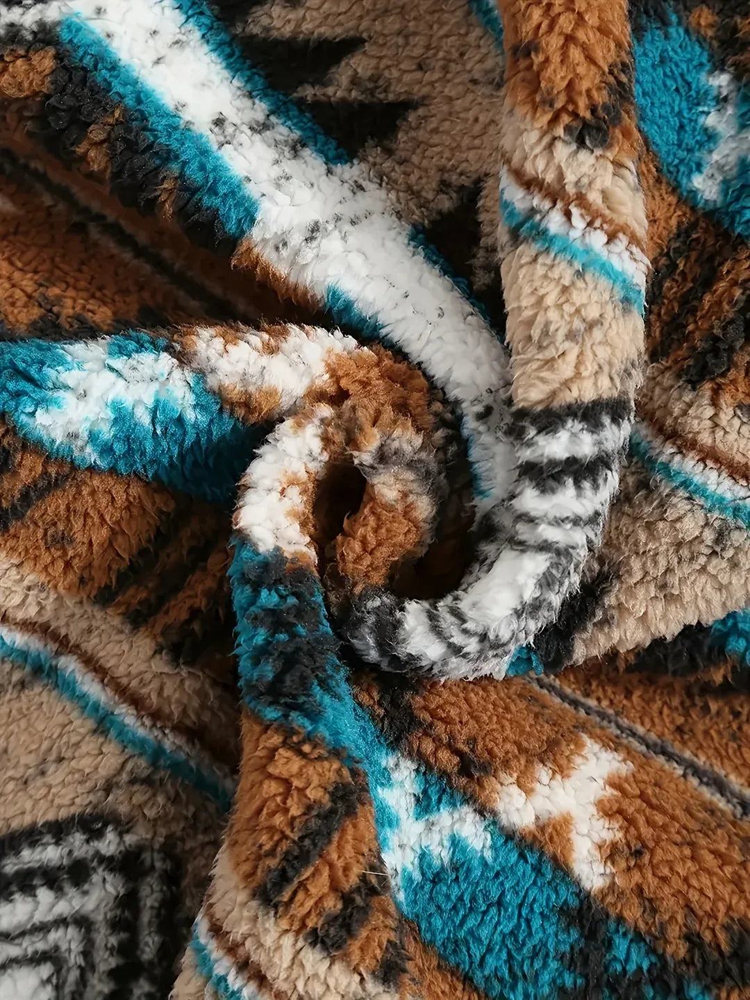 Men's Aztec Print Sherpa Fleece Quarter-Zip Pullover