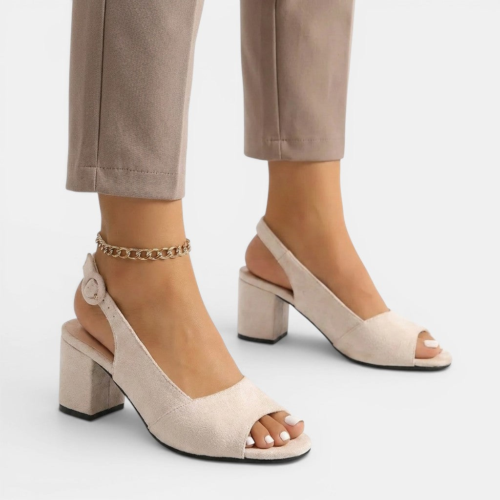 Colour Block Slingback Block Heel Sandals