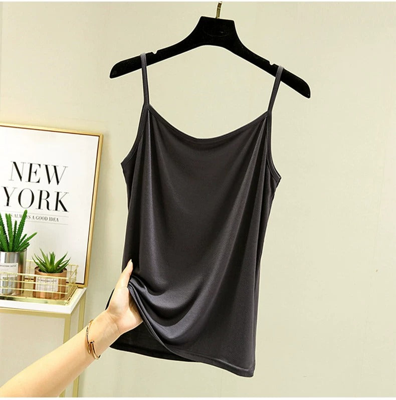 Women's Scoop Neck Spaghetti Strap Jersey Cami Top