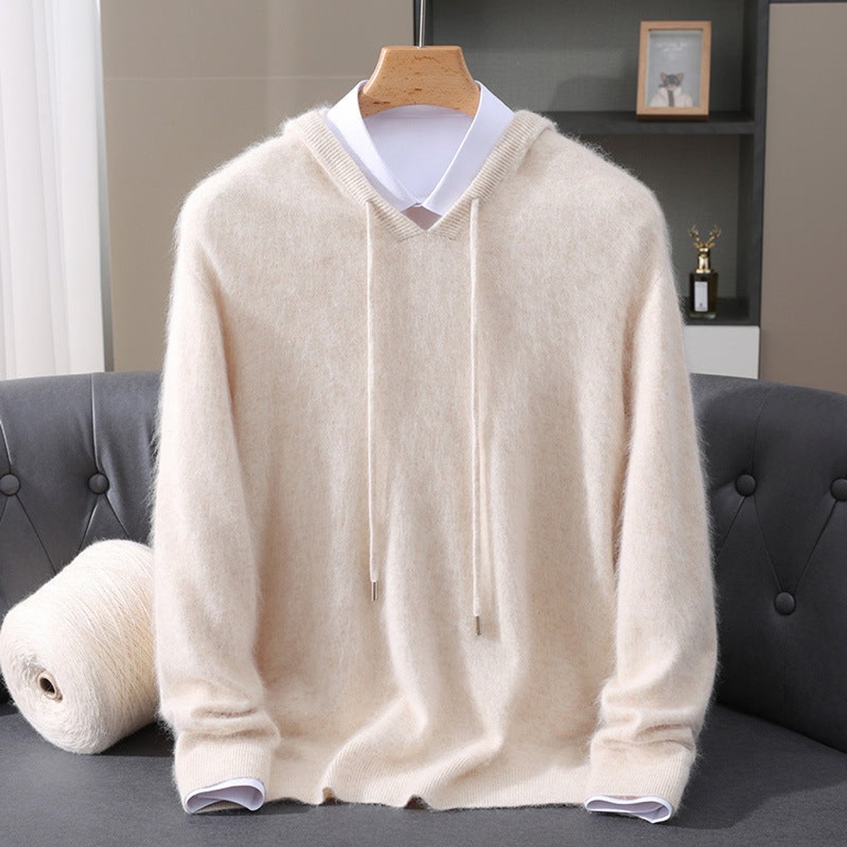 Men's Brushed Knit Hooded Pullover Sweater