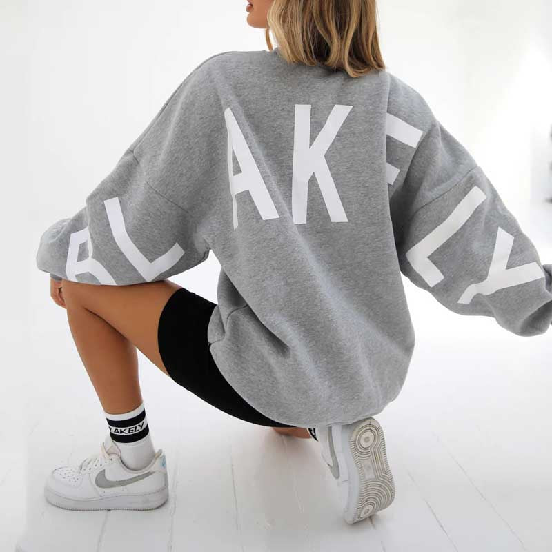 Sweat-shirt oversize à col rond pour femme