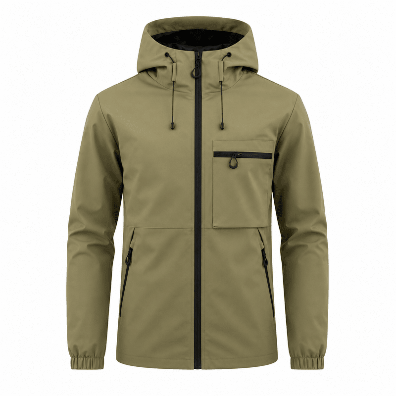 Men's Hooded Lightweight Shell Jacket with Chest Pocket