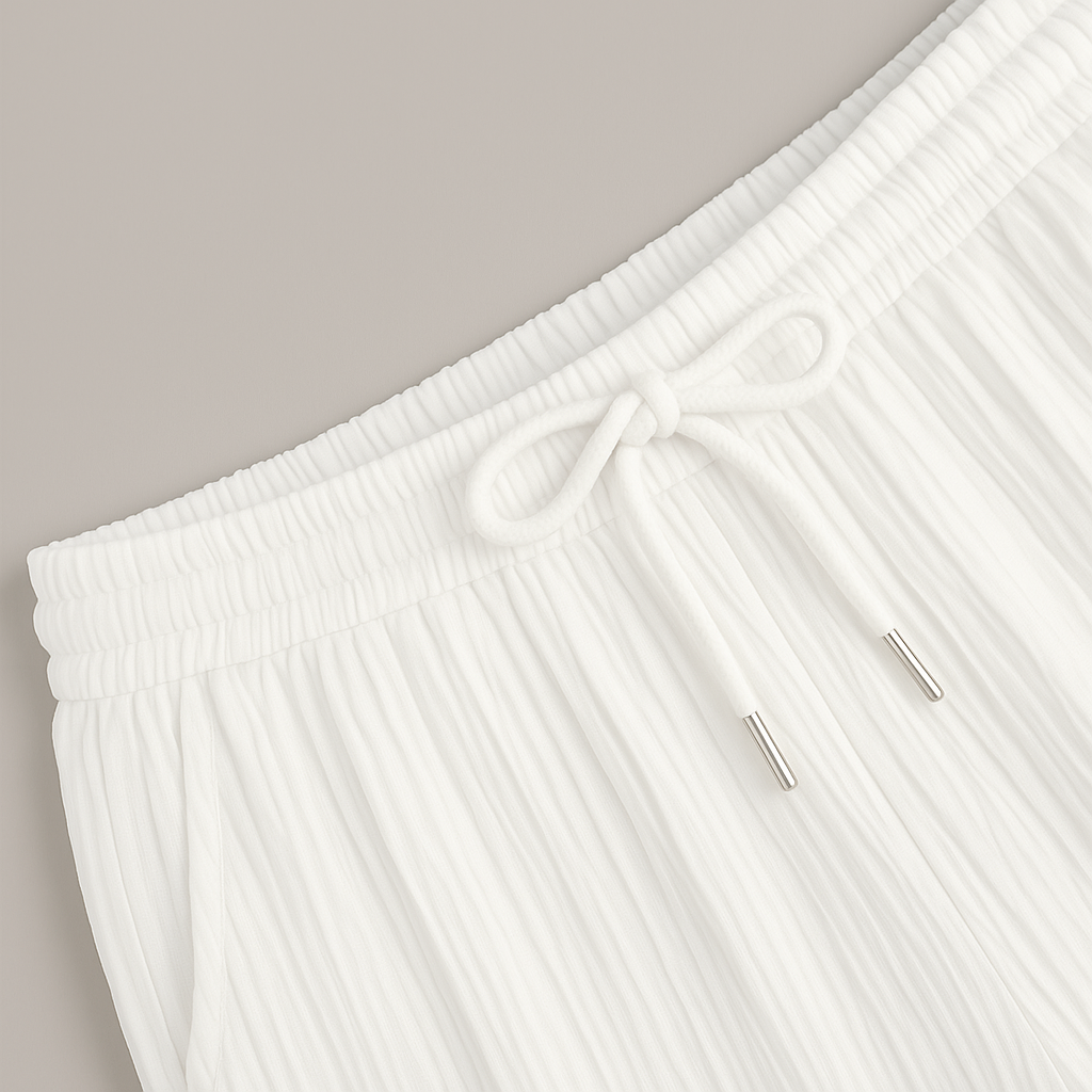Ribbed Short Sleeve Shirt and Trousers Two Piece Set
