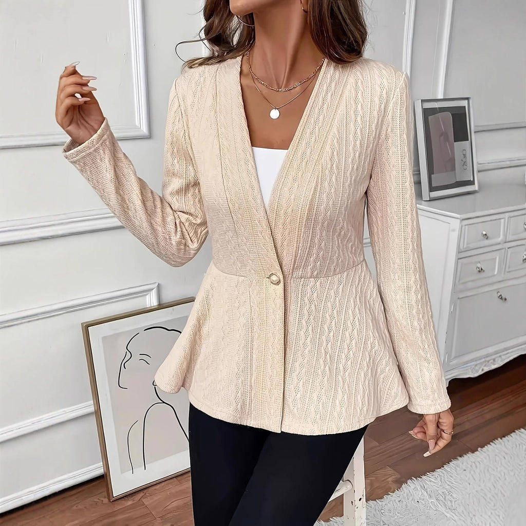 Women's Textured Cable-Knit Tailored Peplum Blazer