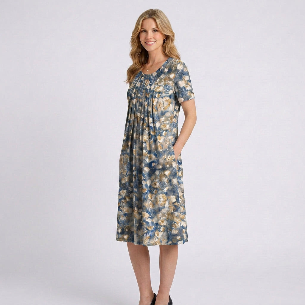 Floral Midi Dress Women’s Short Sleeve Summer Dress