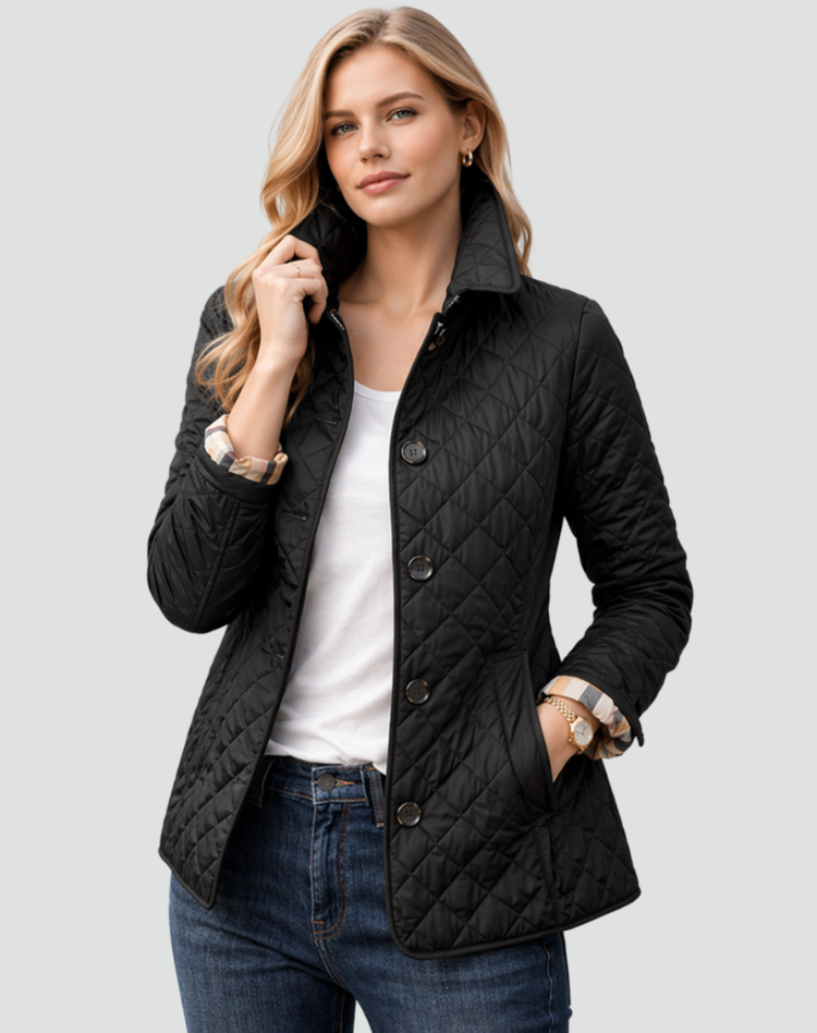 Women's Quilted Jacket with Contrast Cuff Lining