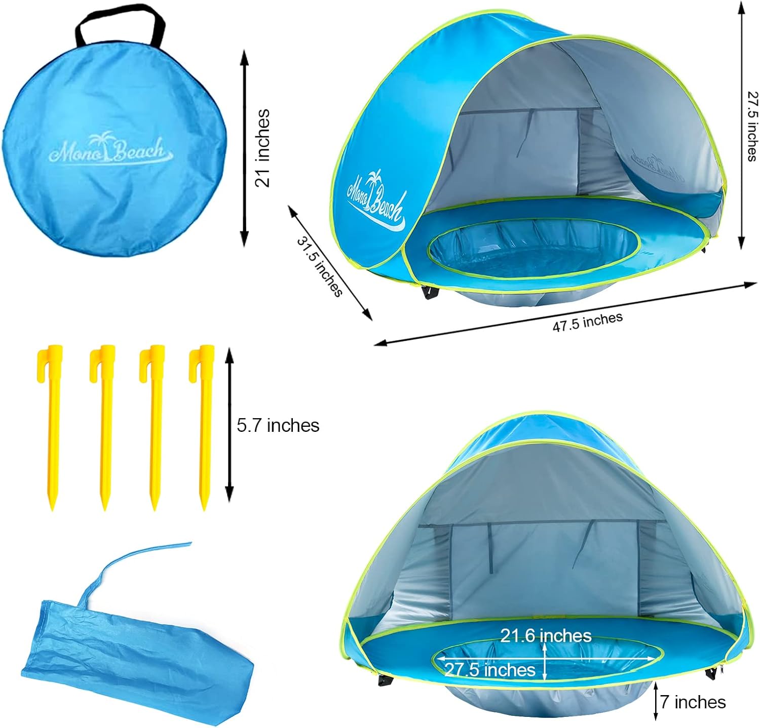 Pop-Up Baby Beach Tent with UV Sun Protection